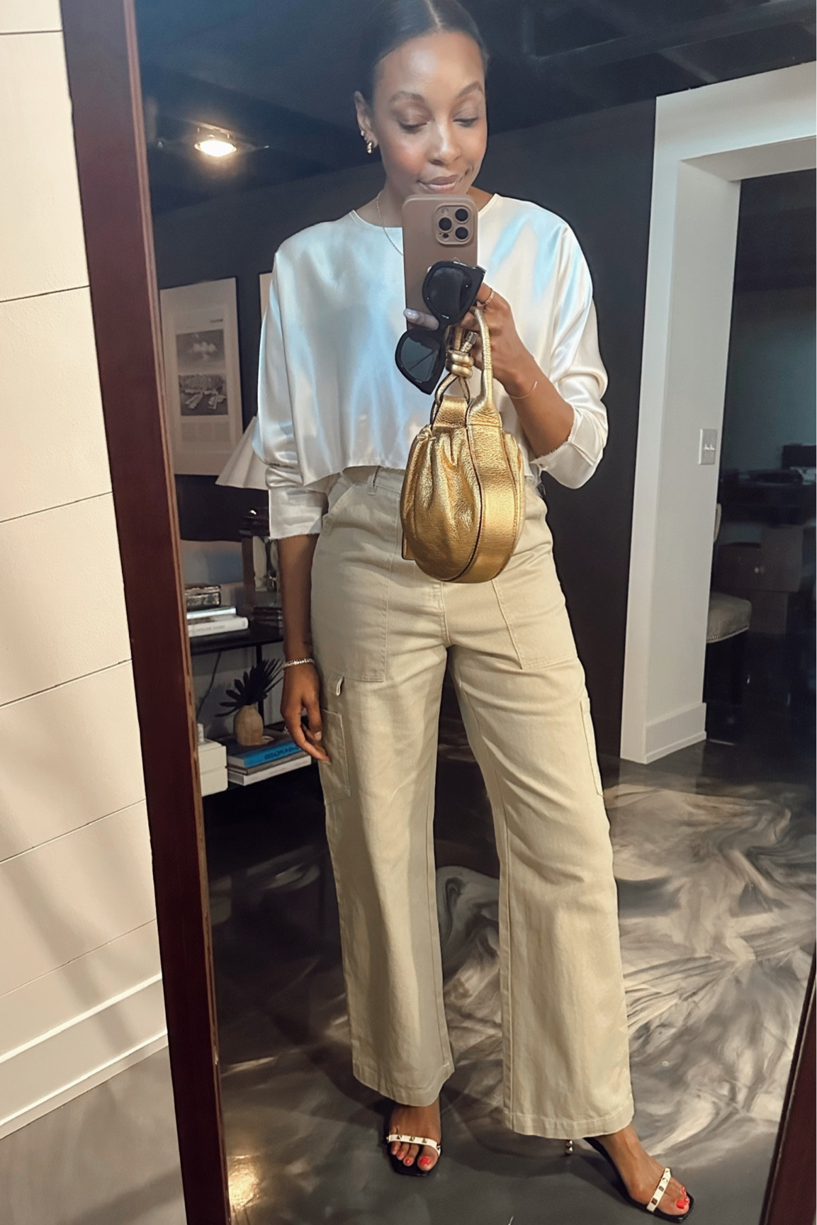 #LOTD 4.20.23 
.
.
Happy hour with some coworkers and it gave me every reason to break out this silk blouse! Pairing it with my utilitarian pant I got from a local boutique ✨

#LTKstyletip #LTKFind #LTKworkwear