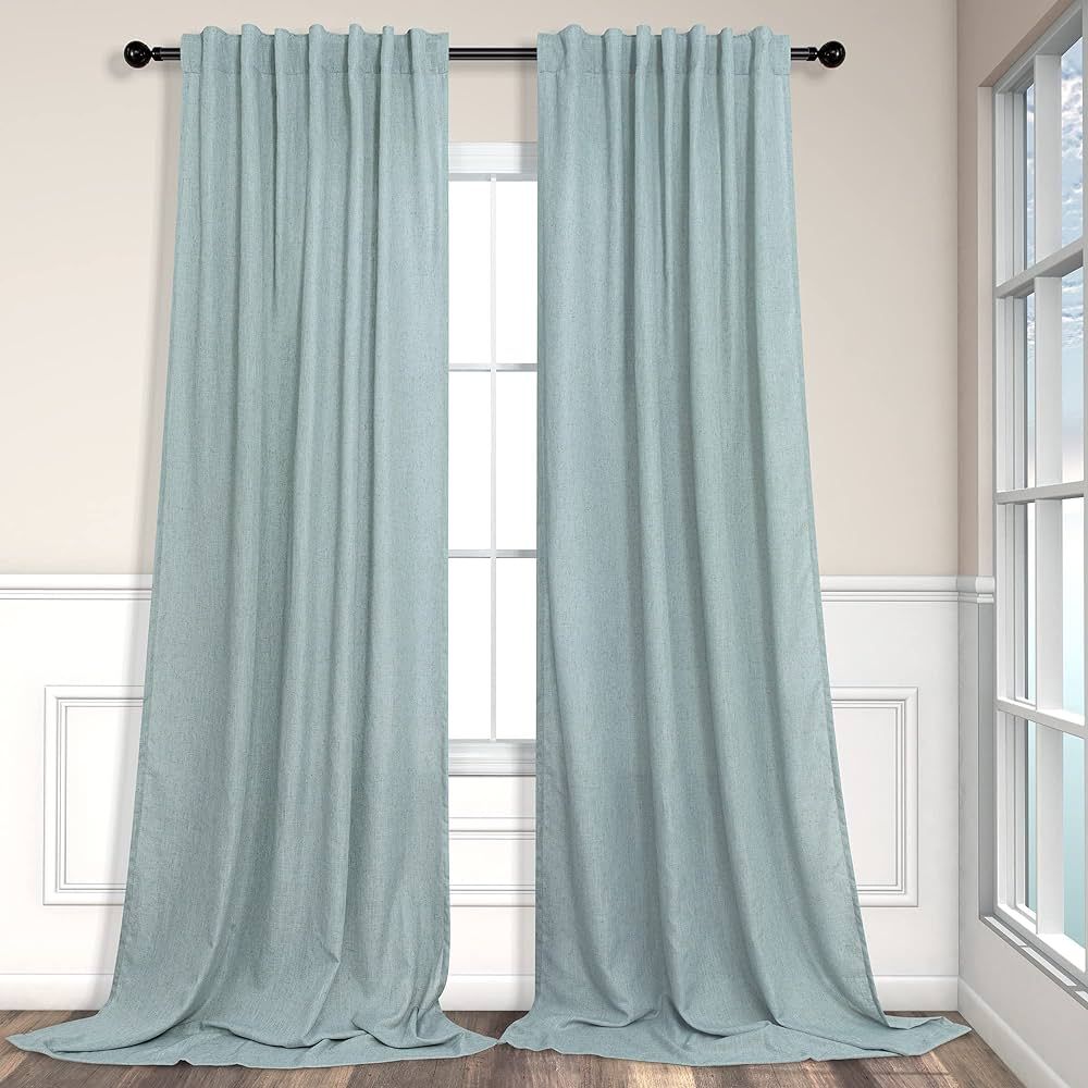 Aqua Curtains 108 Inches Long for Kids Room 2 Panels Set Back Tab Pocket Drapes Light Filering Se... | Amazon (US)