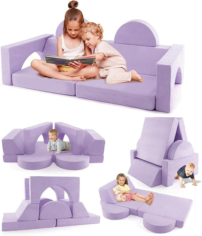 INFANS Mondular Kids Play Couch, 8PCS Toddler Sectional Sofa Building Fort for Bedroom Playroom, ... | Amazon (US)