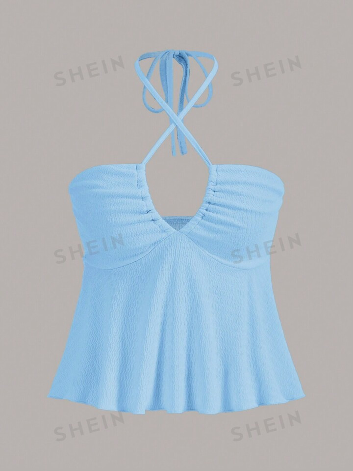 SHEIN MOD Solid Halter Top | SHEIN