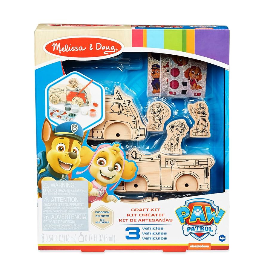 Melissa & Doug PAW Patrol Wooden Vehicles Craft Kit - 3 Decorate Your Own Vehicles, 3 Play Figure... | Amazon (US)