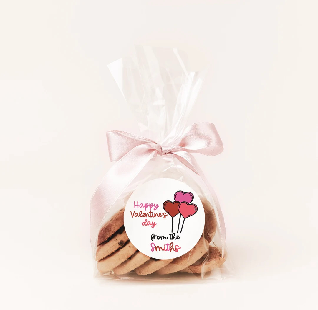 Lollipop Heart Trio Valentines Day Stickers Personalized Valentine Round Sticker Labels Classroom... | Etsy (US)