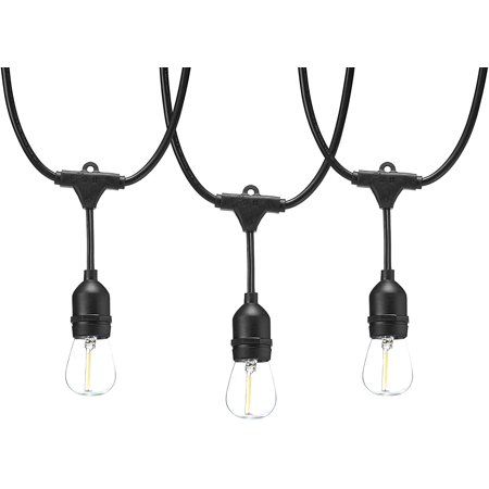 48-Foot LED Commercial Grade Outdoor String Lights with 16 Edison Style S14 LED Soft White Bulbs - B | Walmart (US)