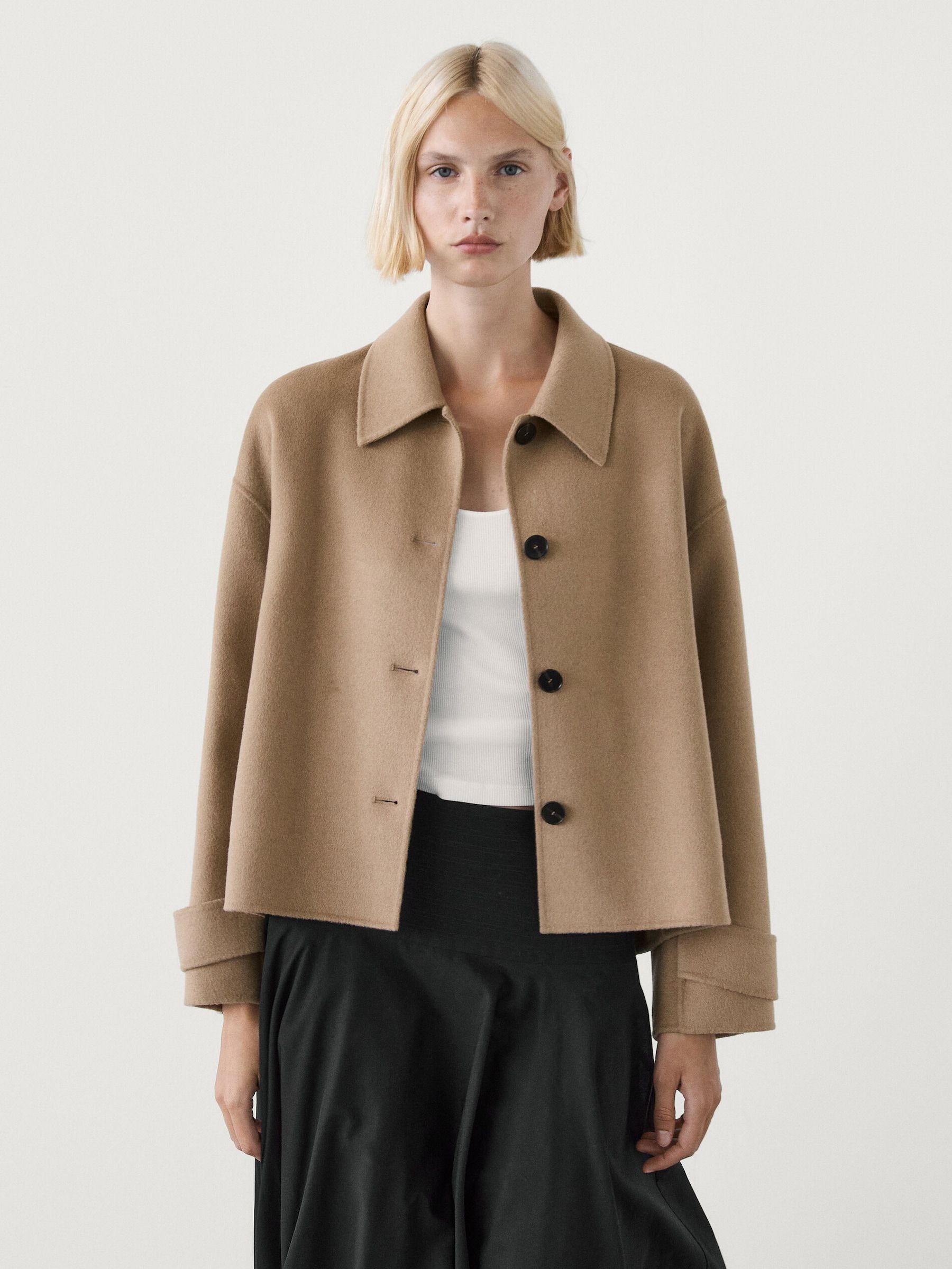 Wool blend jacket with shirt collar | Massimo Dutti (US)