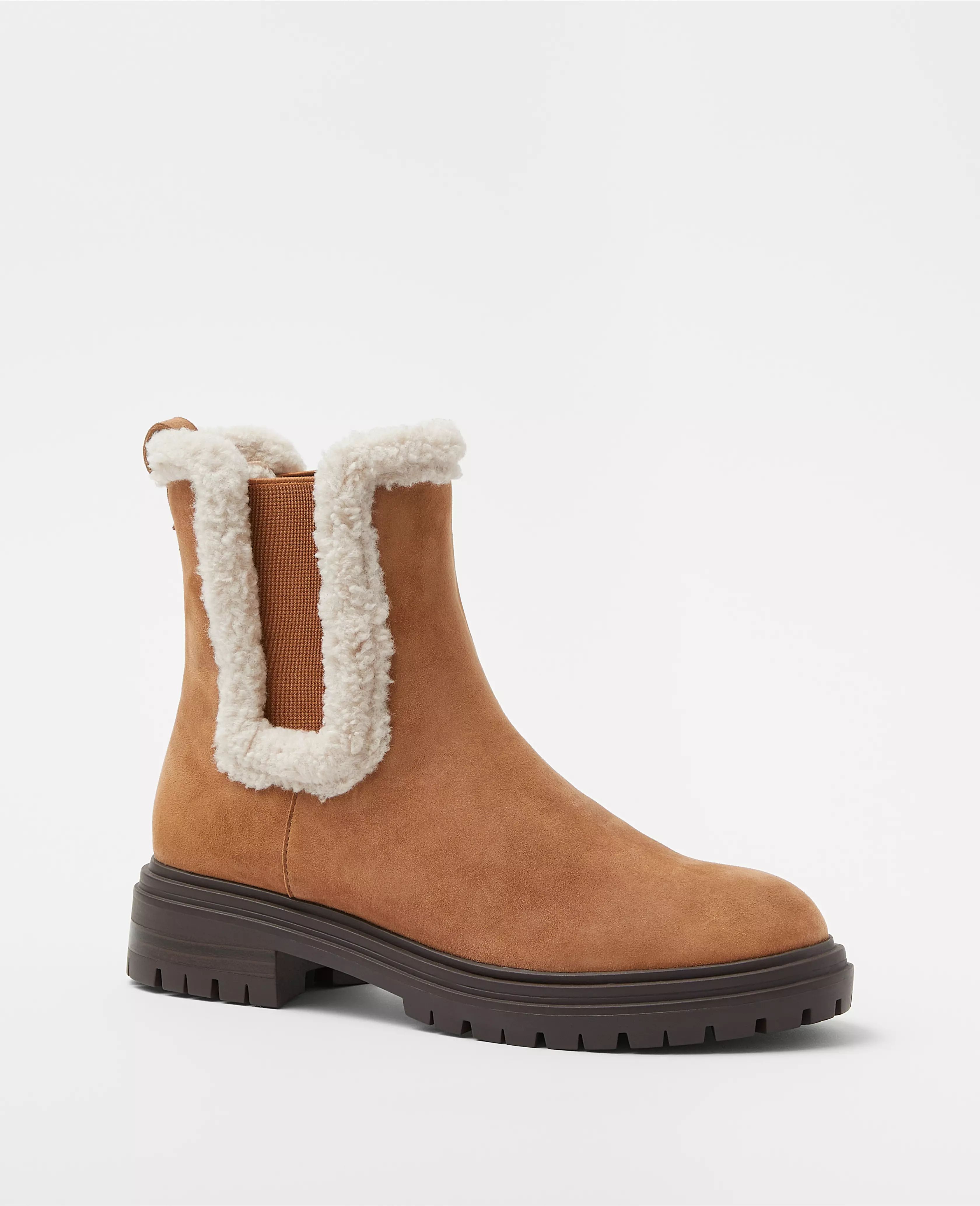 Shearling Lug Sole Booties | Ann Taylor (US)