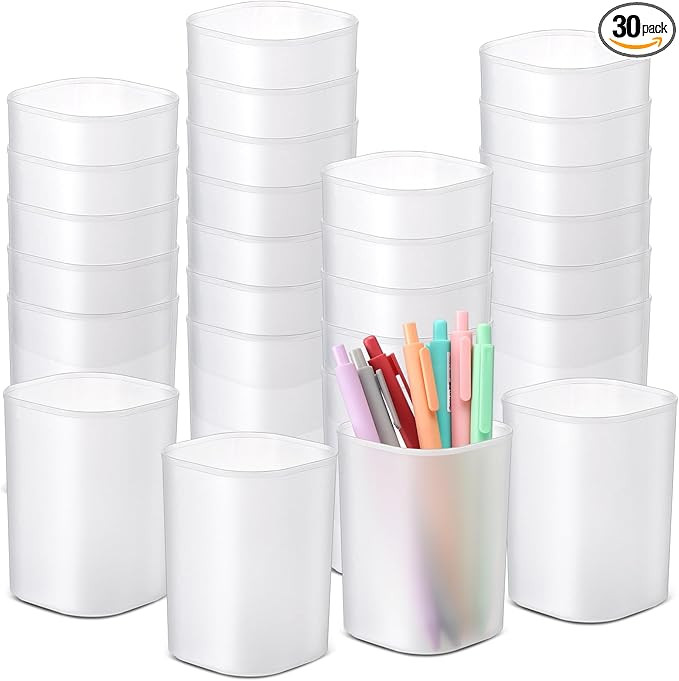 30 Pack Pen Holder Pen Cups for Desk Organizers and Storage Stationery Plastic Matte Pencil Holde... | Amazon (US)