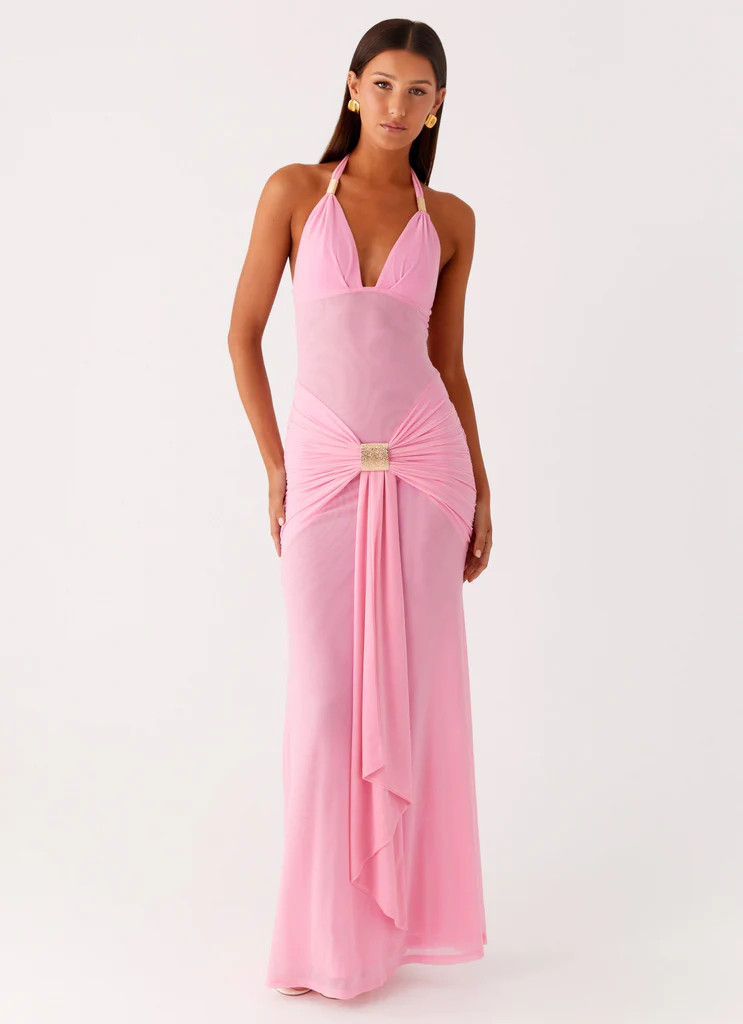 Miyah Halter Hardware Maxi Dress - Baby Pink | Peppermayo (Global)