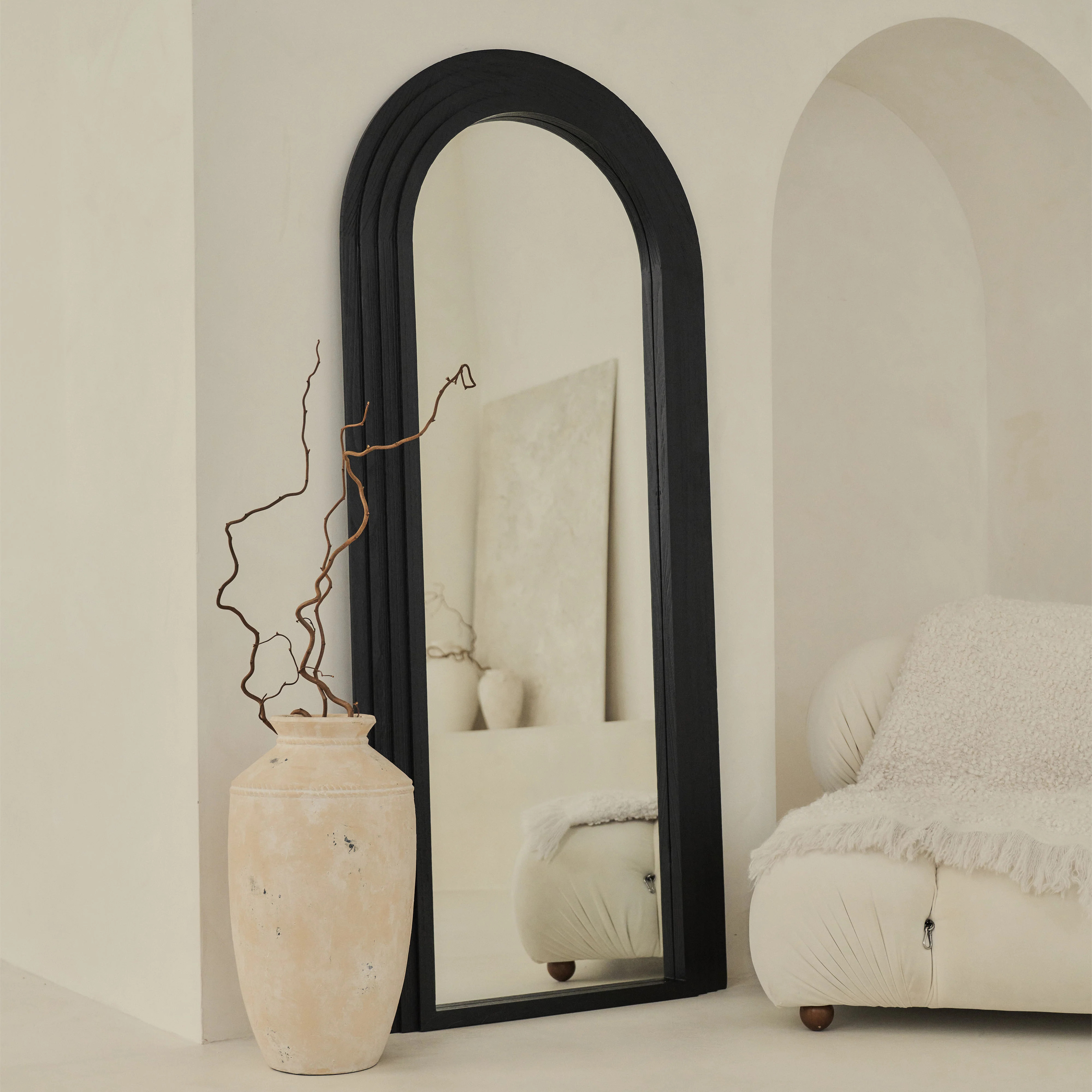 Luciana - Full Length Arched Charred Black Mirror 180cm x 80cm | William Wood