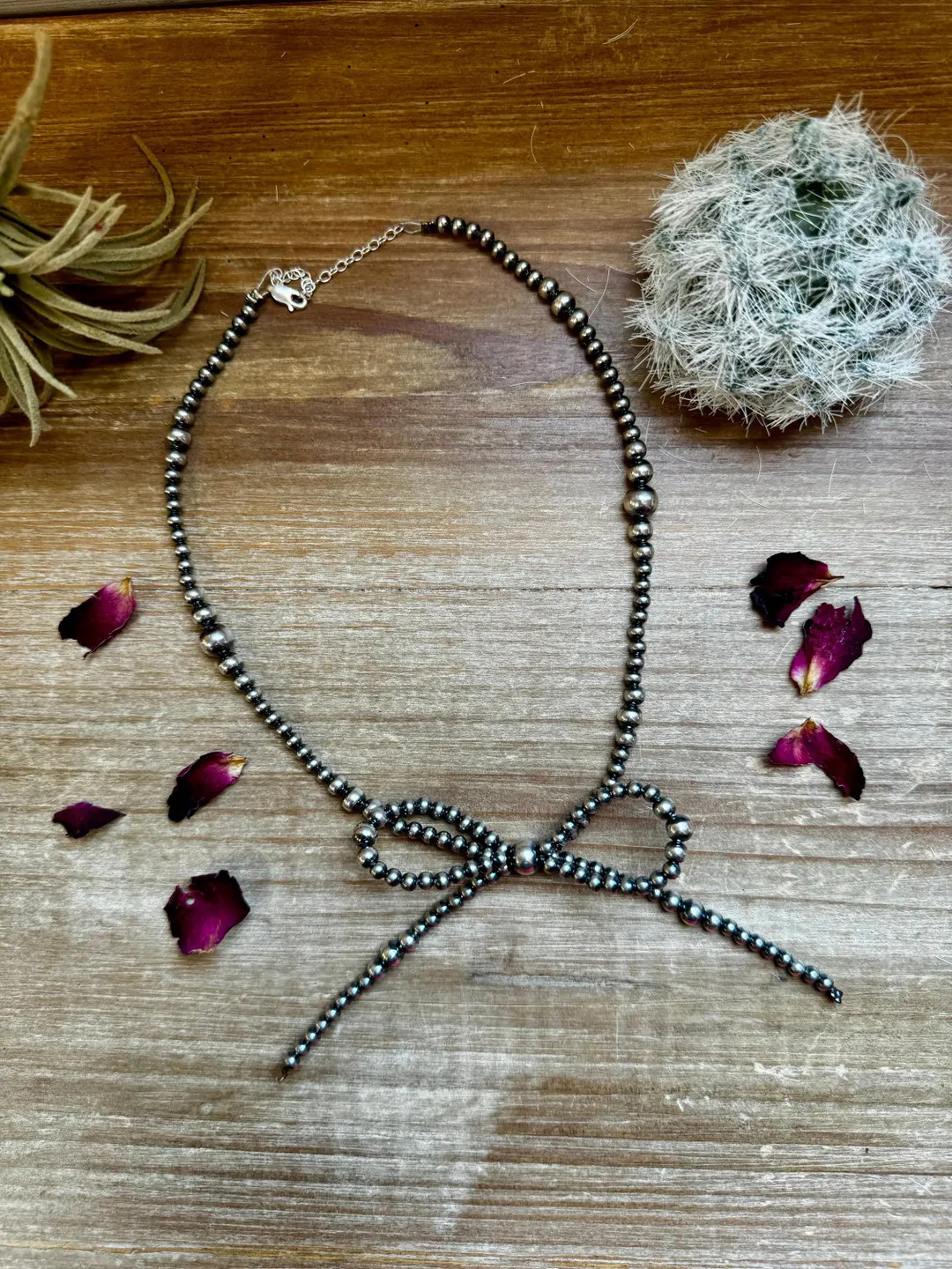 Graduated Bow Necklace Sterling Silver Pearls Western Jewelry - Etsy | Etsy (US)