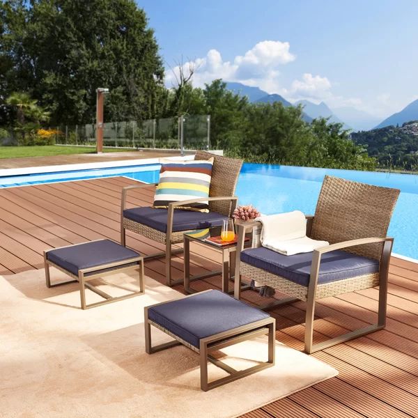 Emma 5 Piece Rattan Seating Group with Cushions | Wayfair North America