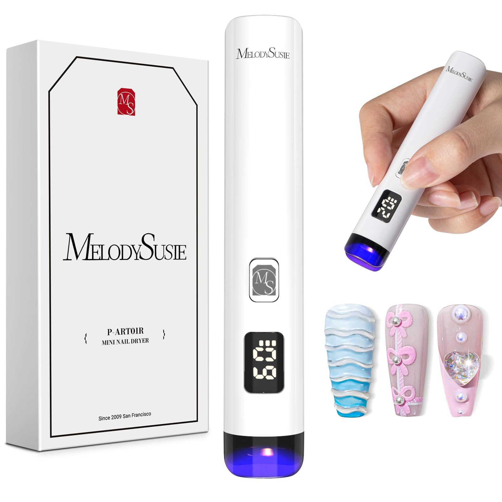 Melodysusie Handheld UV Light for Gel Nails, ART01R Cordless Gel X Nail Lamp Rechargeable with LC... | Amazon (US)