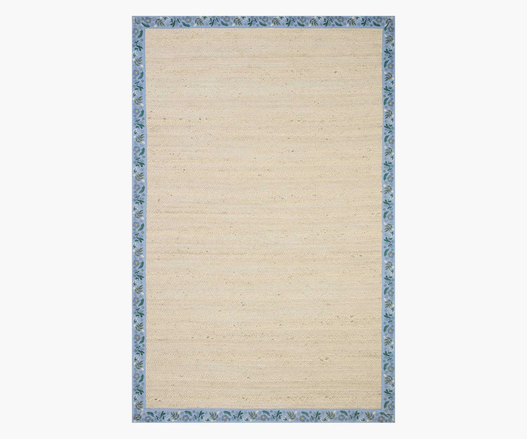 Costa Wildwood Jute Rug - Ivory & French Blue | Rifle Paper Co.