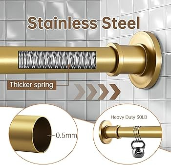 BRIOFOX Shower Curtain Rod Adjustable 18-64 Inch, No Drilling Non Slip Stainless Steel Spring Ten... | Amazon (US)