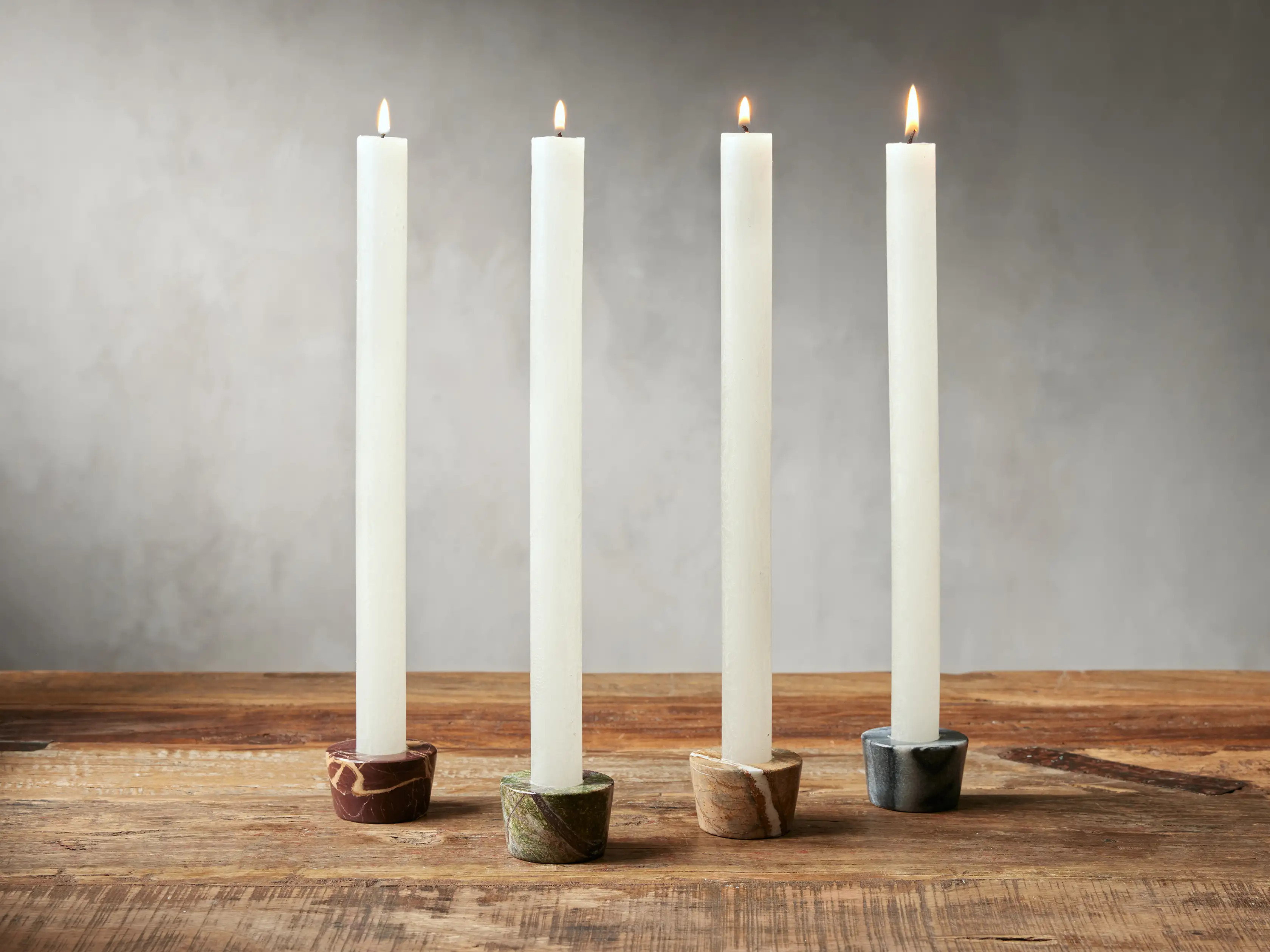Rhodes Mixed Marble Taper Holders (Set of 4) | Arhaus