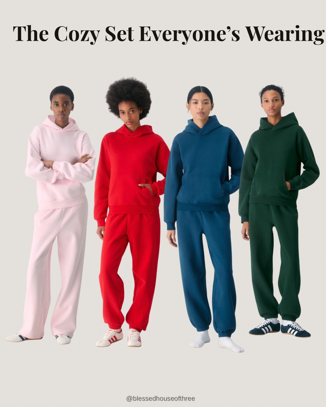 This cozy set is everywhere for a reason — the fabric is soft but structured, the fit looks elevated, and the pants come in petite, regular, and tall which is huge. It’s one of those easy outfits you can wear at home, run errands in, or dress up with sneakers and a coat. Save this if you’re between lengths because this one actually works.

cozy matching set, viral cozy set, sweat set women, matching lounge set, petite regular tall sweatpants, best cozy outfit, casual matching set women, elevated loungewear