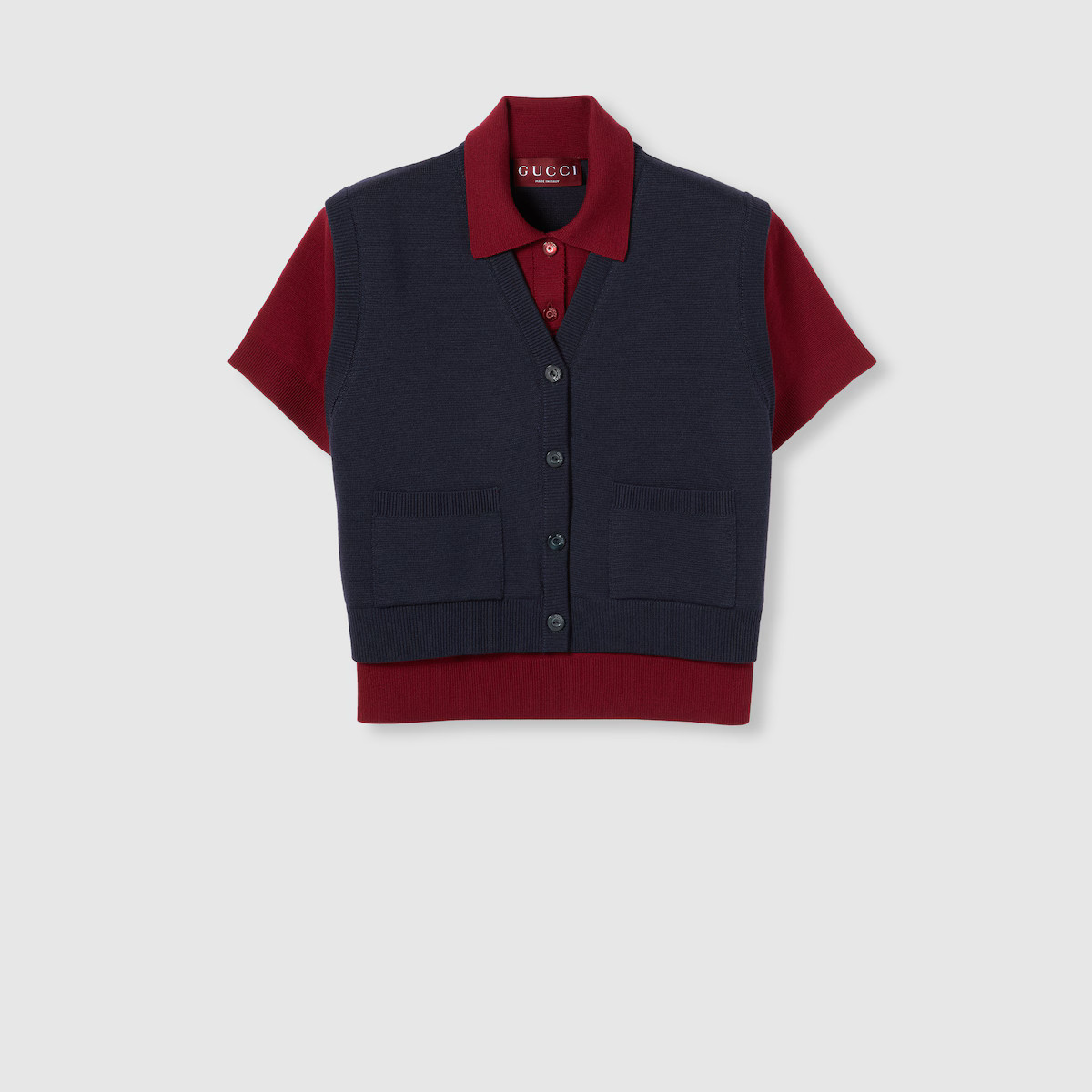 Gucci - Wool silk polo top with vest overlay | Gucci (UK)
