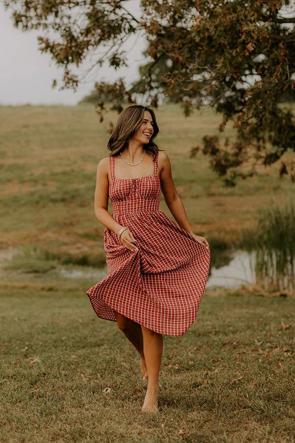 Orchard Picnic Gingham Midi Dress | Impressions Online Boutique