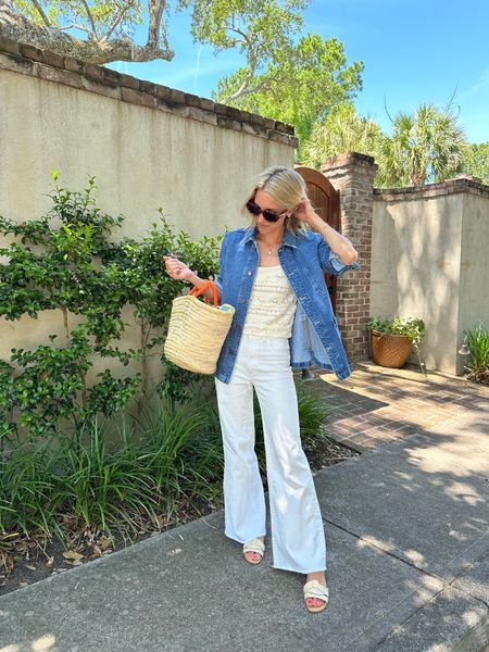 Summer outfit idea— For those cooler mornings and evenings, I love this longer length jean jacket (runs big, wearing XS) and cream tank (wearing small) code ‘atgreenwell10’ saves you 10% off sitewide! 

I also linked the dress version (love!) and the cardigan I also layer with it (size small)

#LTKSeasonal #LTKStyleTip