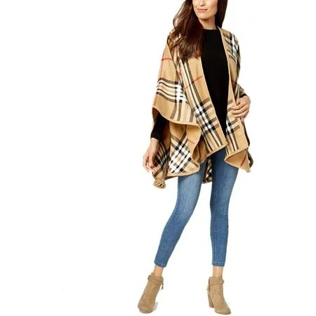 V. Fraas Women's Exploded Soft Plaid Poncho (One Size) | Walmart (US)