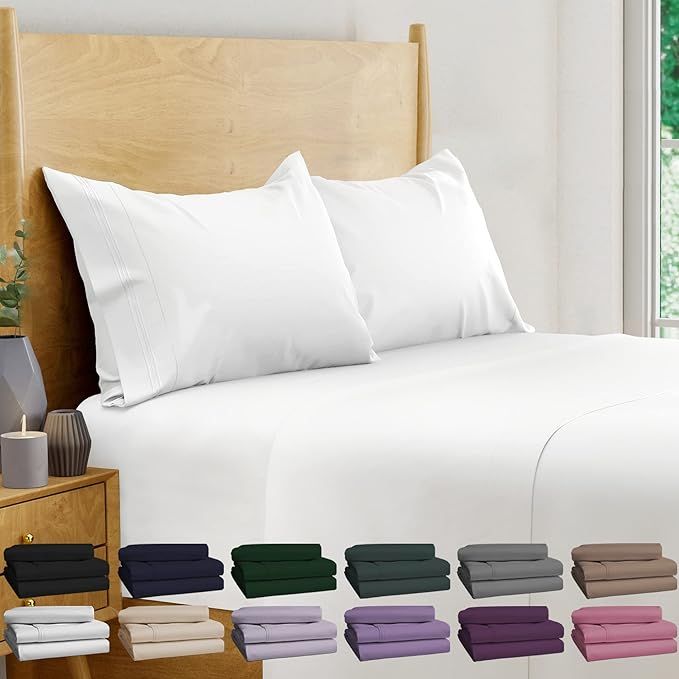 BAMPURE Viscose Derived from Bamboo Sheets Queen Size - 4PC Set - Super Soft Cooling Sheets - Up ... | Amazon (US)