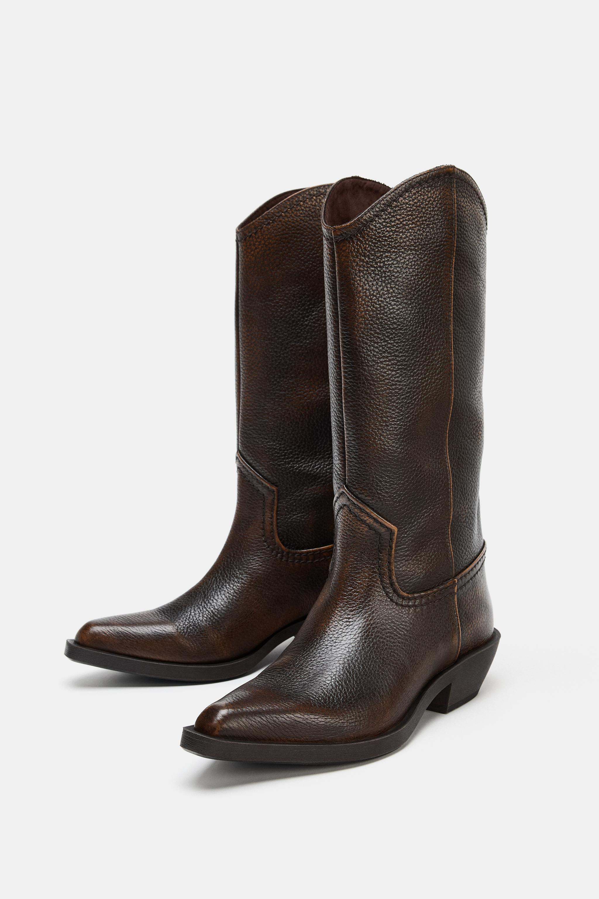 DISTRESSED LEATHER BOOTS | Zara US