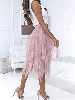 Tulle Skirts for Women Midi Long Fairy Skirt Tutu A-Line Mesh Layered High Elastic Waist Hallowee... | Amazon (US)