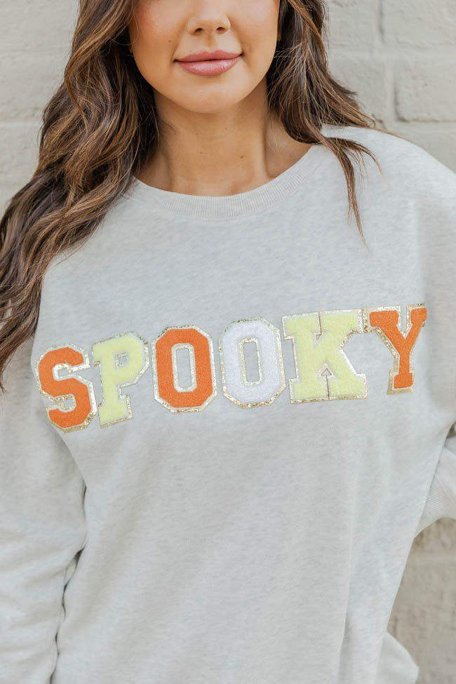 Spooky Chenille Patch Graphic Sweatshirt | Pink Lily
