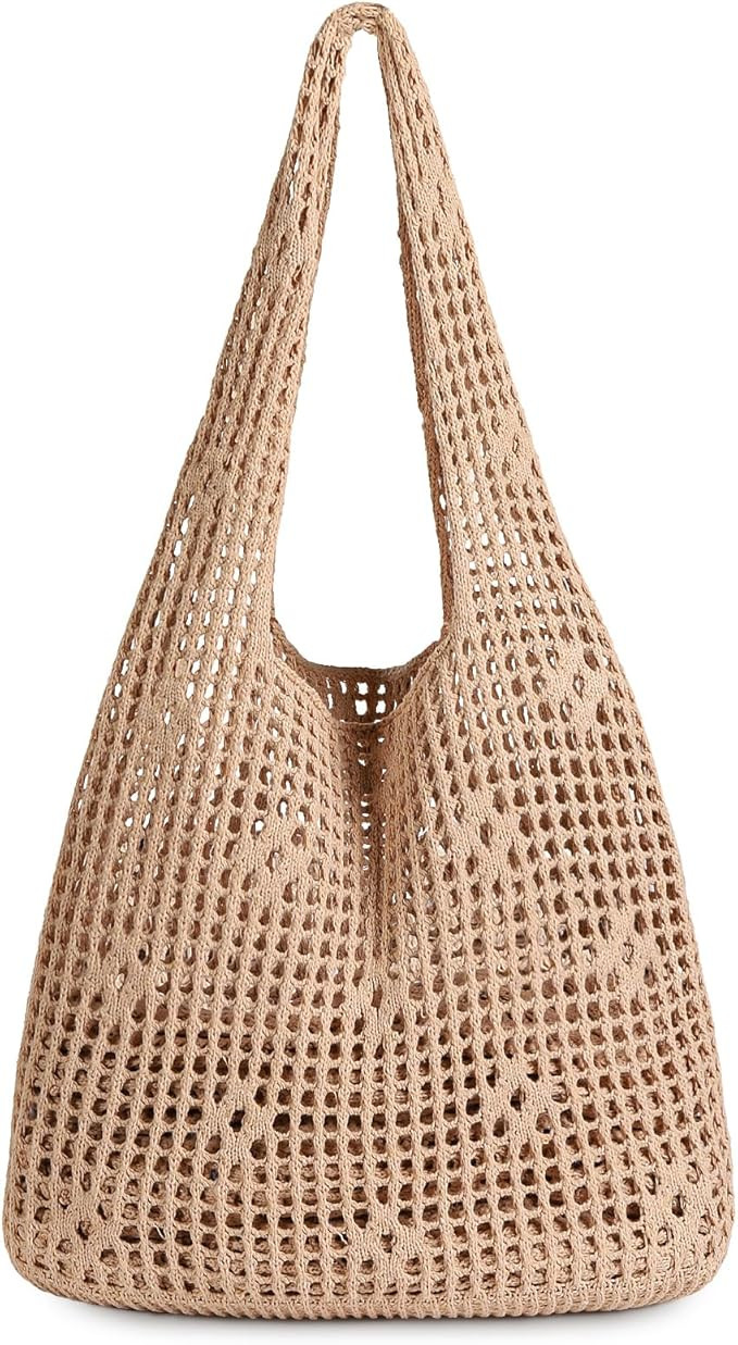 Sightor Crochet Tote Bag, Mesh Beach Bag Knit Summer Hobo Bag Vacation Boho Tote Bag for Women | Amazon (US)