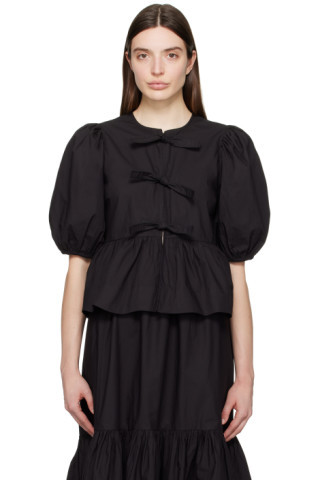 Black Self-Tie Blouse | SSENSE