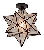 Meyda Tiffany 186688 One Light Flushmount from Moravian Star Collection in Antique,Weathered Brass F | Amazon (US)