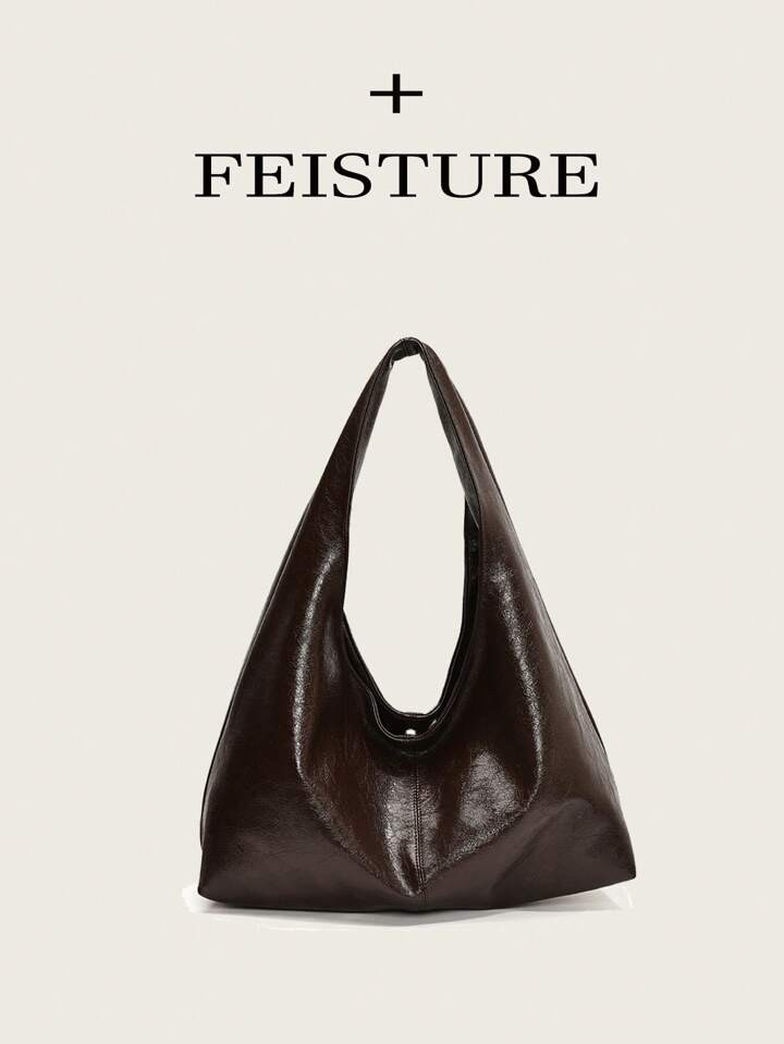 1 Peça Bolsa Tote de Ombro de Couro PU Brilhante de Cor Sólida de Grande Capacidade, Adequada p... | SHEIN