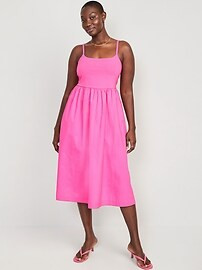 Fit & Flare Combination Midi Cami Dress for Women | Old Navy (US)