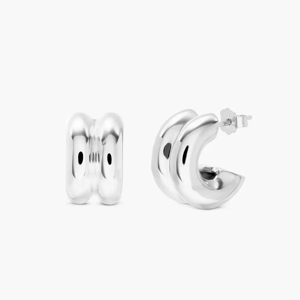 Ridge Hoop Earrings - Silver | Oak & Luna (US)