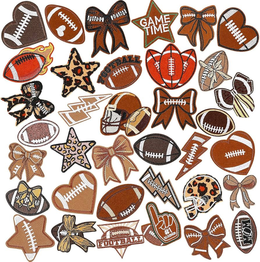 AUGSUN Football Iron On Patches,Sport Decoration 36 Pcs Embroidered Applique for DIY Clothing Cra... | Amazon (US)