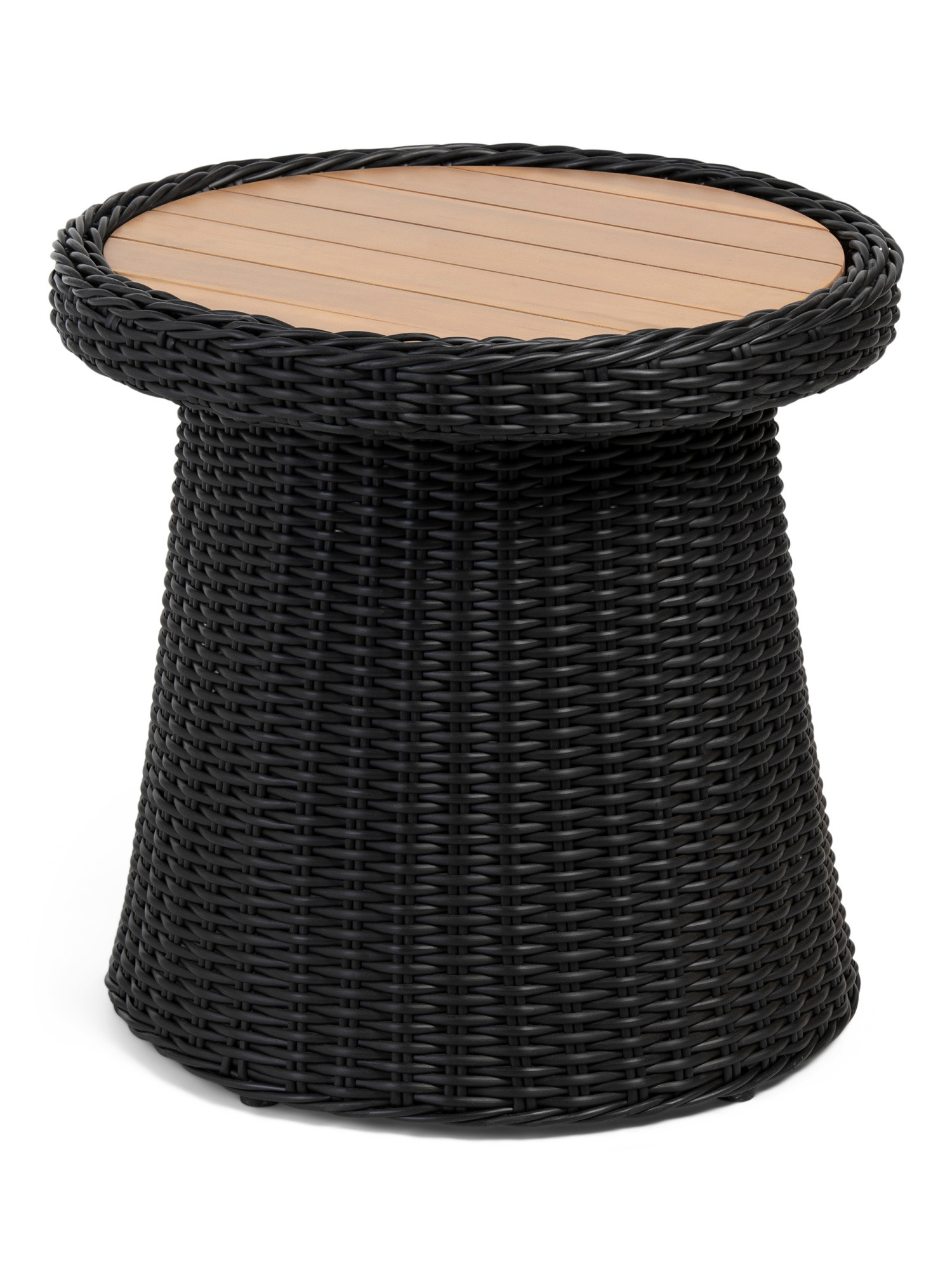 20in Outdoor Wicker Accent Table With Acacia Wood Top | TJ Maxx