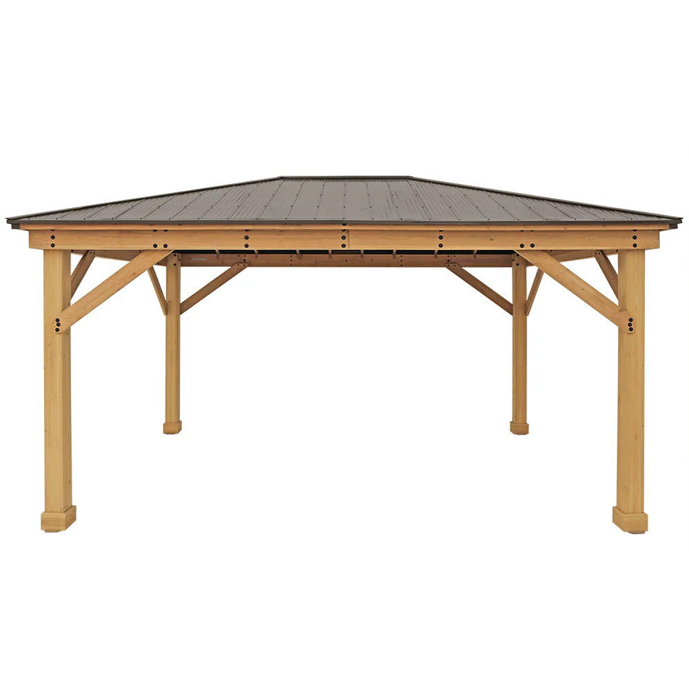 Yardistry 16-ft x 12-ft Meridian Coffee Brown with Hardtop Roof | YM11915COM | Lowe's