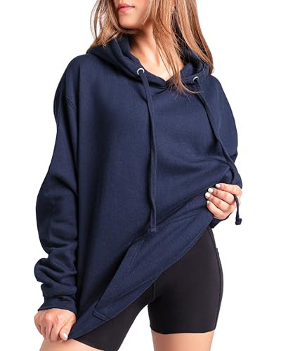 Aon Apparel Premium Navy Blue Hoodie for Women - Ultra Soft Cotton Pullover Sweatshirt - Breathable Dark Blue Sweater - Comfortable Casual Hoodie Women (M, Medium) | Amazon (US)