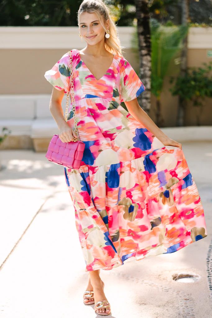 Lead The Way Pink Abstract Maxi Dress | The Mint Julep Boutique