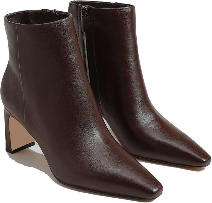 Women's Ankle Boots Chunky Low Heel Square Toe Heeled Booties with Side Zipper Fall Winter Dress ... | Amazon (US)
