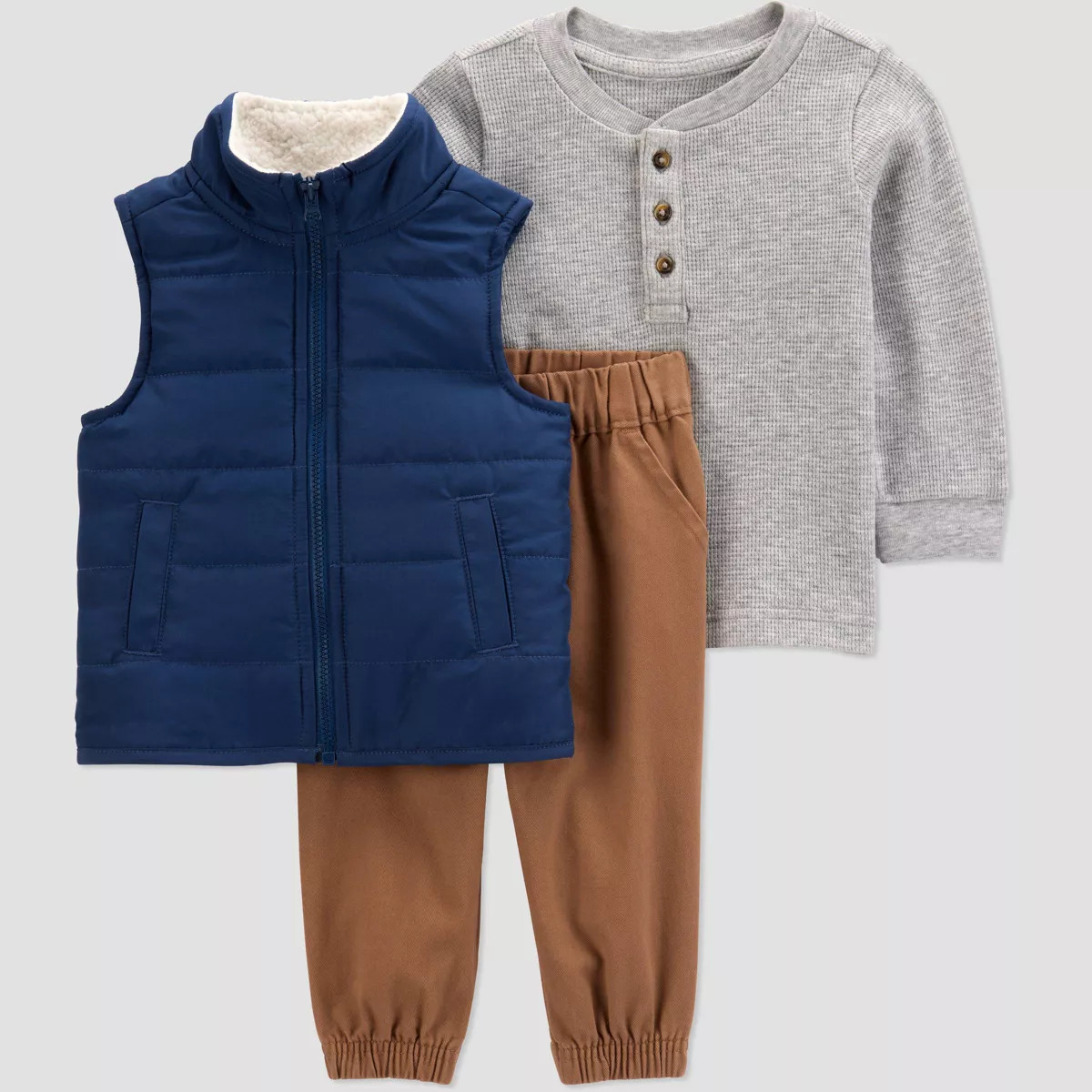 Carter's Just One You® Baby Boys' 3pc Top & Bottom Vest Set - Navy Blue/Khaki | Target