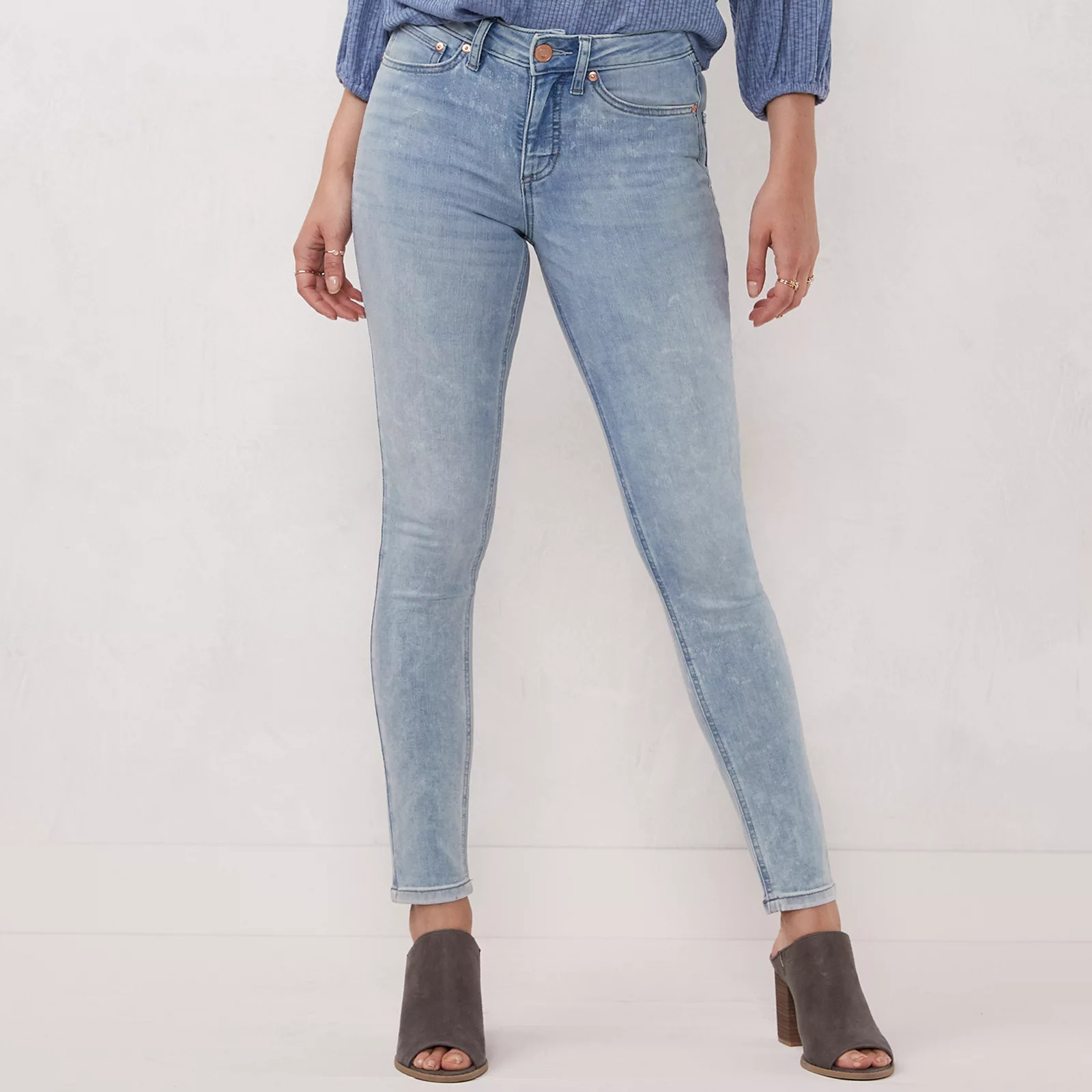 Women's LC Lauren Conrad Feel Good High-Waisted Skinny Jeans, Size: 4 T/Large, Med Blue | Kohl's
