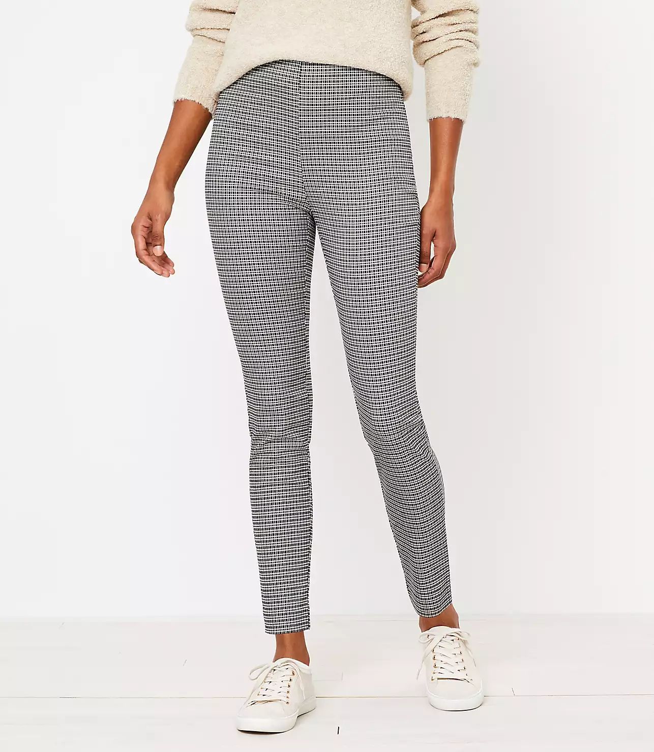 The Curvy Side Zip High Waist Skinny Pant in Check | LOFT