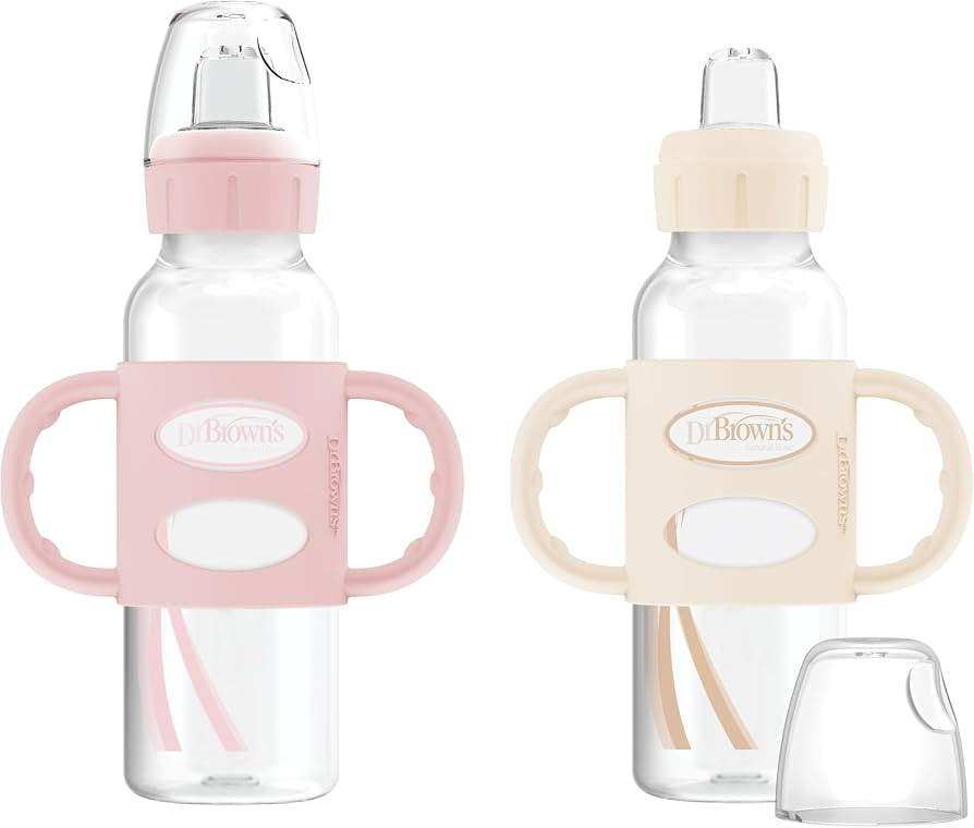 Dr. Brown's Milestones Narrow Sippy Spout Bottle with 100% Silicone, Easy-Grip Handles and Soft S... | Amazon (US)