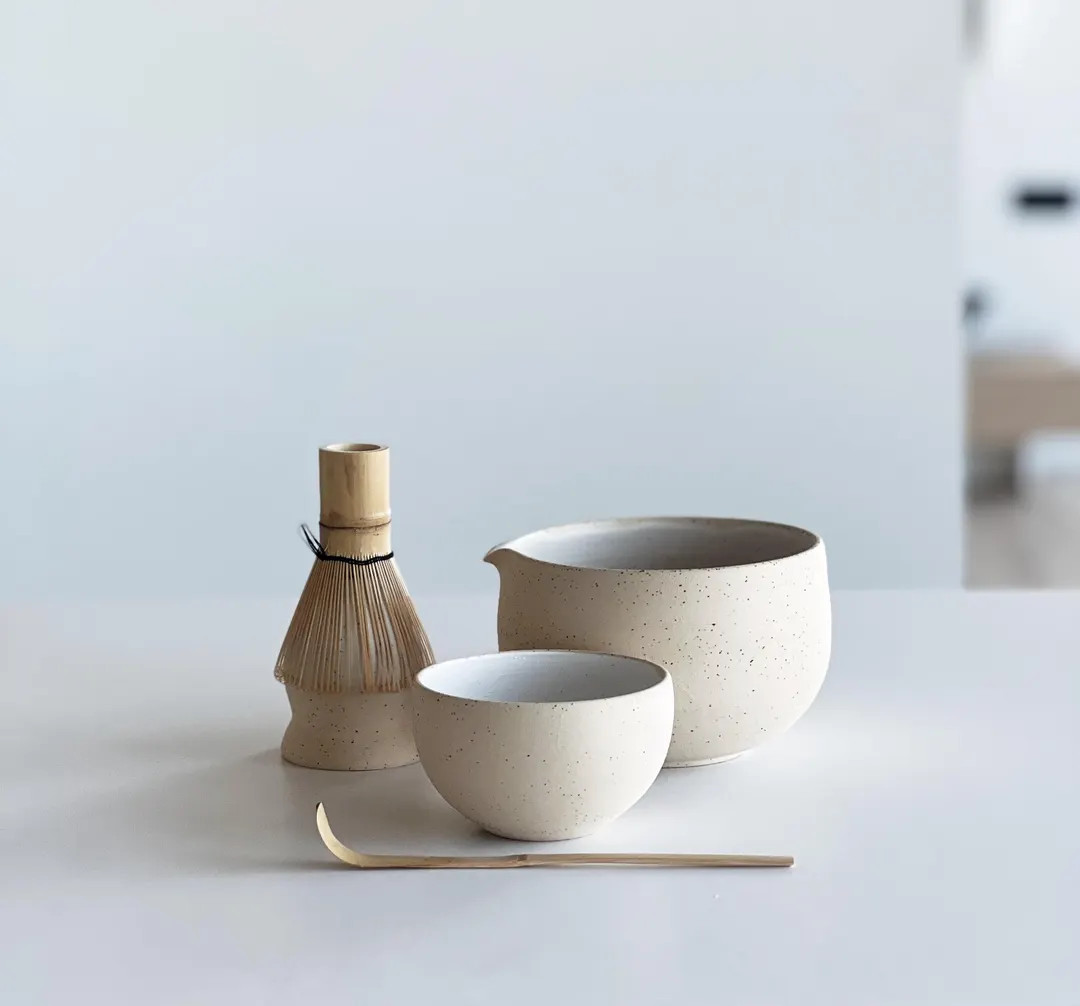 Speckled Ceramic Matcha Bowl Set With Spout Handmade Ceramic Matcha Set With Matcha Bowl Whisk Ho... | Etsy (US)