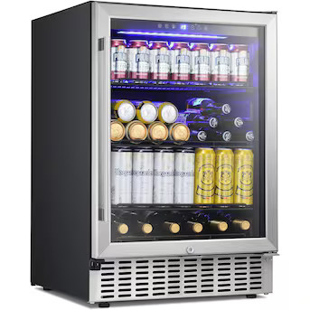 COWSAR 23.43-in W 46 -Bottles Silver Built-in/Freestanding Indoor Wine Cooler | Lowe's