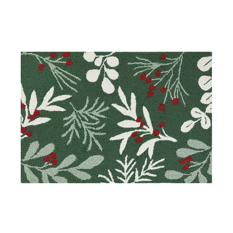 Holiday Time Green Holly 20" x 30" Accent Rug | Walmart (US)