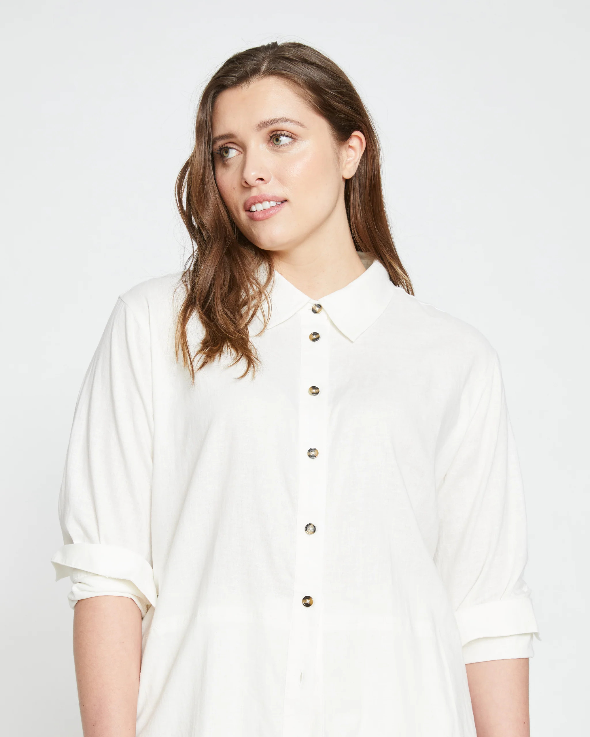 Dawn Linen Hi Low Tunic - White | Universal Standard