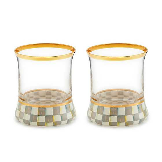 Sterling Check Tumbler Glass, Set of 2 | MacKenzie-Childs