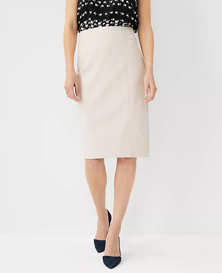 The Seamed High Waist Pencil Skirt in Stretch Cotton | Ann Taylor (US)