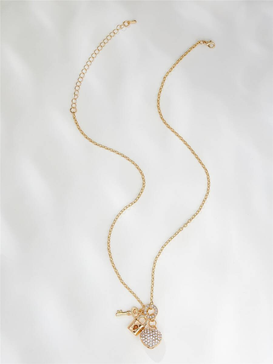 Rhinestone Heart Charm Necklace | SHEIN